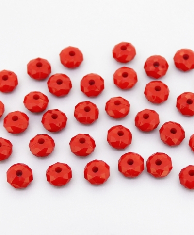 OPAQUE PLASTIC BEADS - WASHER FACETED - 5x8mm RED С07 - 50g Hole-2.0mm (270pcs.)