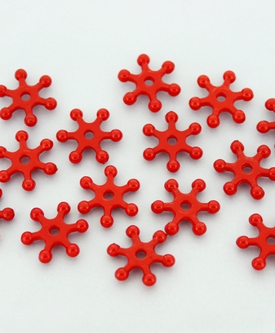 OPAQUE PLASTIC BEADS - SNOWFLAKE 01 - 3x13x15mm RED С07 - PACKAGE 500g Hole-2.0mm (3050pcs.)