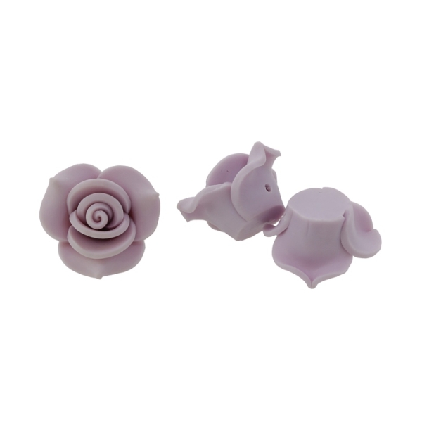 POLYMER CLAY FIMO BEADS - ROSE 03 MONOCHROME - 26x15mm PURPLE (LIGHT) 43 - 10pcs. Hole-2.0mm