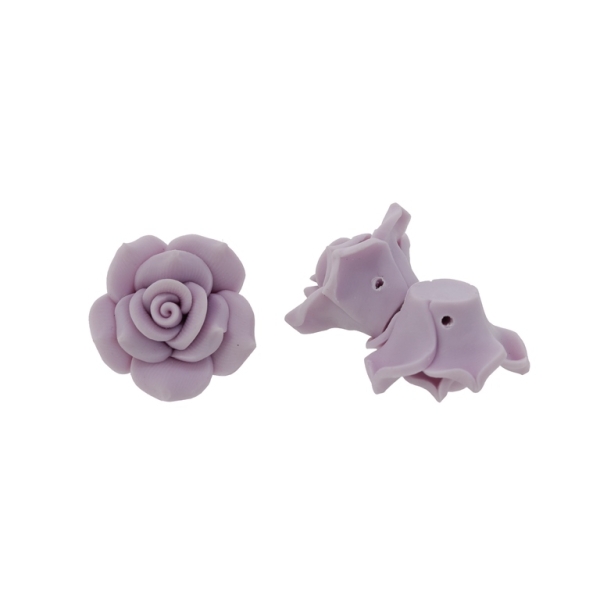 POLYMER CLAY FIMO BEADS - ROSE 04 MONOCHROME - 25x15mm PURPLE (LIGHT) 17 - 10pcs. Hole-2.0mm