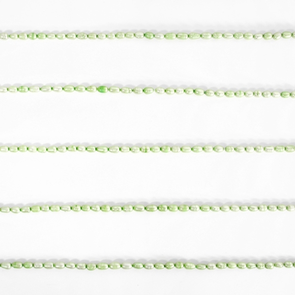 МЪНИСТА ОТ РЕЧНА ПЕРЛА - МОДЕЛ 01 - 5х7мм ЗЕЛЕНО 02 - ПАКЕТ (5х60бр.) Отвор-0.8мм