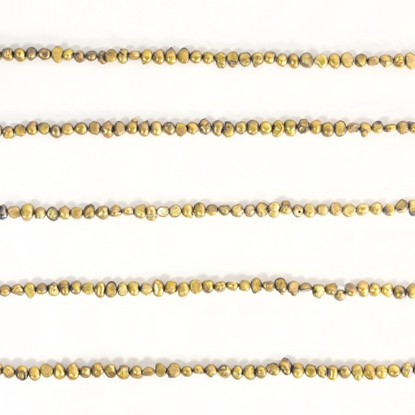 FRESHWATER PEARL BEADS - MODEL 02 - 7x6mm GOLD (DARK) 18 - PACKAGE (5x70pcs.) Hole-0.8mm