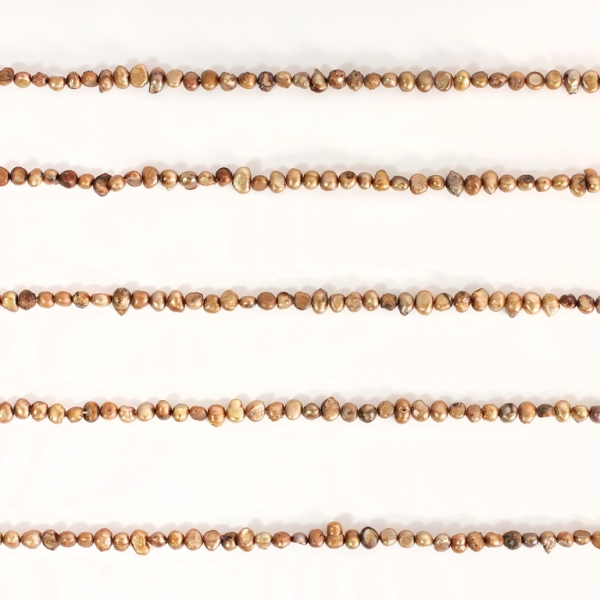 FRESHWATER PEARL BEADS - MODEL 02 - 7x6mm BROWN 21 - PACKAGE (5x70pcs.) Hole-0.8mm