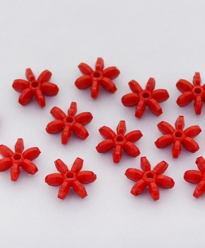 OPAQUE PLASTIC BEADS - SNOWFLAKE 02 - 5x12mm RED С07 - PACKAGE 500g Hole-2.0mm (1900pcs.)