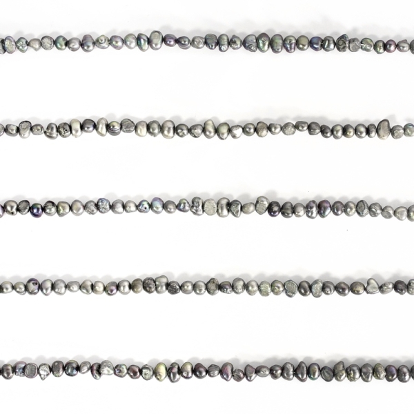 FRESHWATER PEARL BEADS - MODEL 02 - 8x6.5mm GRAY 27 - PACKAGE (5x65pcs.) Hole-0.8mm