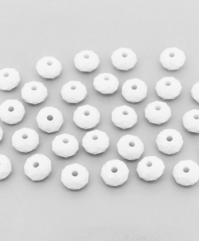 OPAQUE PLASTIC BEADS - WASHER FACETED - 5x8mm WHITE С01 - 50g Hole-2.0mm (270pcs.)