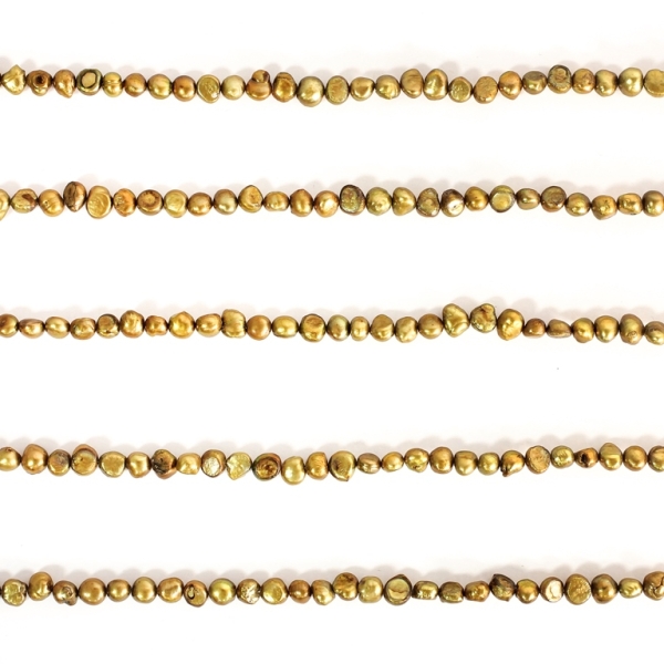 FRESHWATER PEARL BEADS - MODEL 02 - 8x7mm GOLD (DARK) 28 - PACKAGE (5x56pcs.) Hole-0.8mm