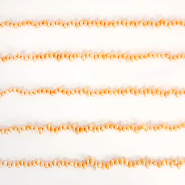 FRESHWATER PEARL BEADS - MODEL 04 - 7x5mm PEACH (DARK) 32 - PACKAGE (5x90pcs.) Hole-0.8mm