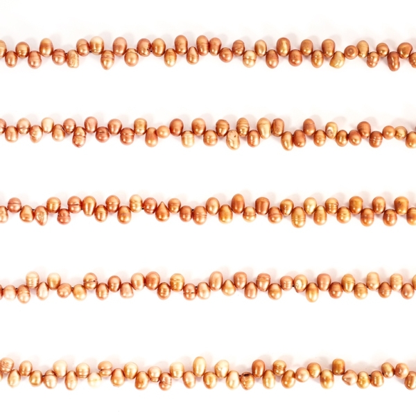 FRESHWATER PEARL BEADS - MODEL 04 - 8x6mm ORANGE 39 - PACKAGE (5x75pcs.) Hole-0.8mm