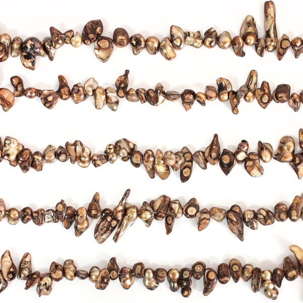 FRESHWATER PEARL BEADS - MODEL 05 - 20x8mm BROWN (DARK) 40 - PACKAGE (5x50pcs.) Hole-0.8mm