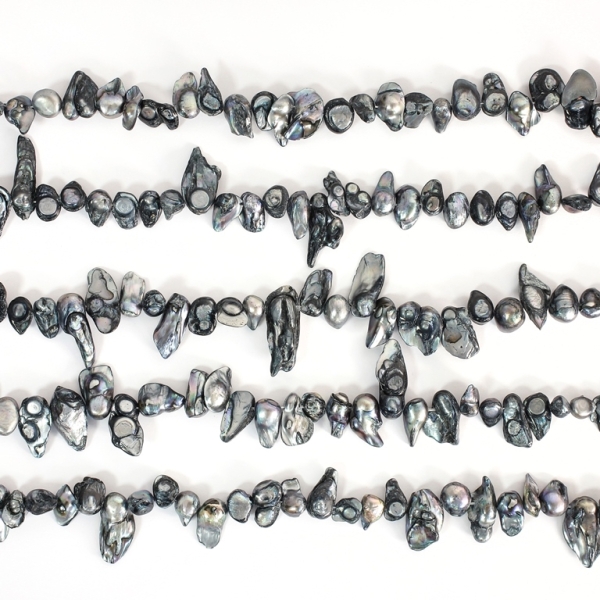 FRESHWATER PEARL BEADS - MODEL 05 - 20x8mm GRAY (DARK) 45 - PACKAGE (5x50pcs.) Hole-0.8mm