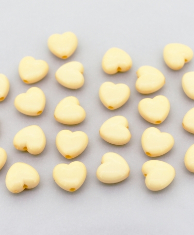 OPAQUE PLASTIC BEADS - HEART 01 - 10x10.5x6mm ECRU С16 - PACKAGE 500g Hole-1.8mm (1250pcs.)