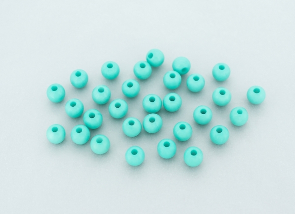 OPAQUE PLASTIC BEADS - BALL - 6mm TURQUOISE BLUE С25 - PACKAGE 500g Hole-1.8mm (4421pcs.)