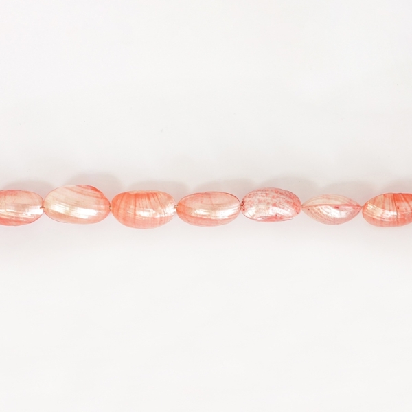 MOTHER OF PEARL BEADS - SEA SHELLS - 25x15x13mm CORAL (LIGHT) 90 - STRING (16pcs.)  Hole-1.0mm