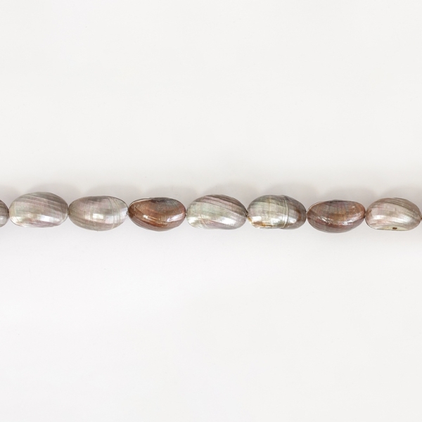 MOTHER OF PEARL BEADS - SEA SHELLS - 25x15x13mm GRAY (DARK) 88 - STRING (16pcs.)  Hole-1.0mm