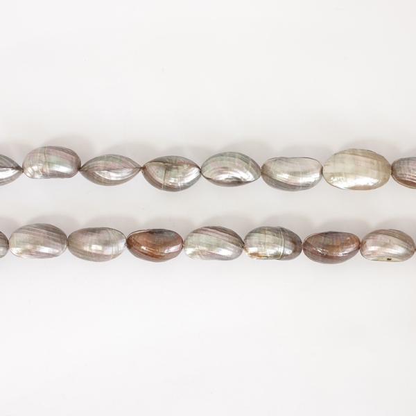 MOTHER OF PEARL BEADS - SEA SHELLS - 25x15x13mm GRAY (DARK) 88 - PACKAGE (2x16pcs.)  Hole-1.0mm