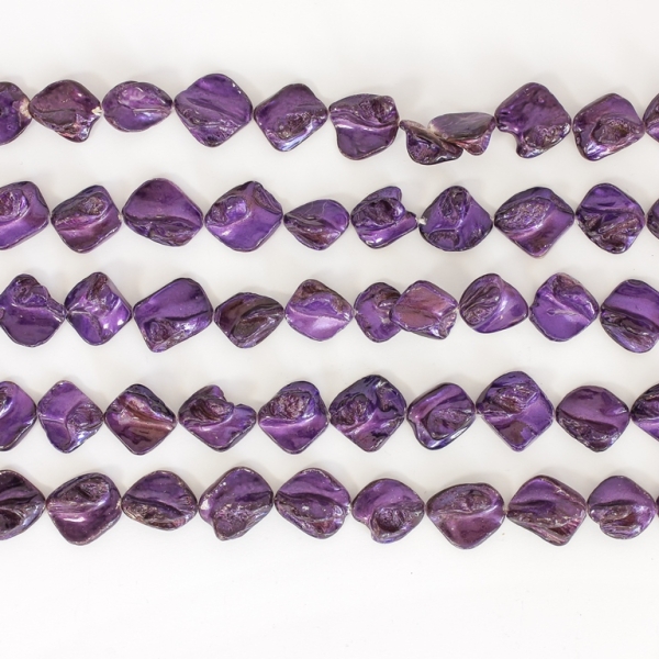 MOTHER OF PEARL BEADS - IRREGULAR TILE - 20x20mm PURPLE (DARK) 71 - PACKAGE (5x21pcs.)  Hole-1.0mm