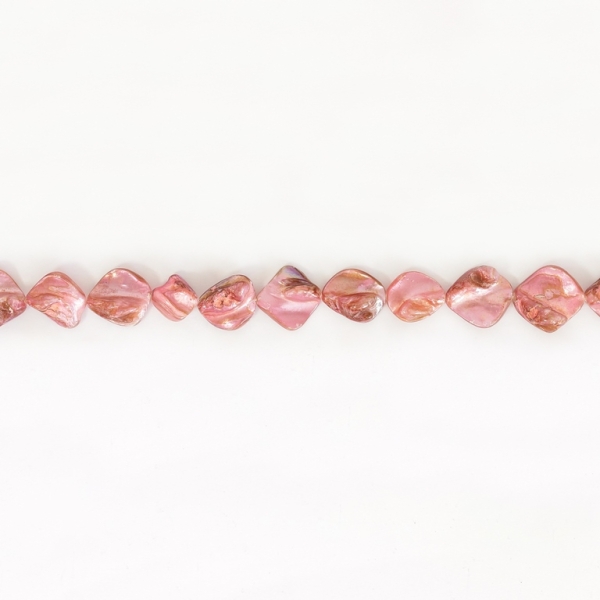 MOTHER OF PEARL BEADS - IRREGULAR TILE - 20x20mm PINK 72 - STRING (21pcs.)  Hole-1.0mm