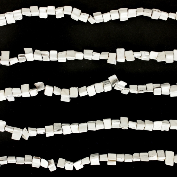 MOTHER OF PEARL BEADS - CHIPS - MODEL 01 - 8x8mm WHITE 49 - PACKAGE (5x52pcs.)  Hole-0.8mm