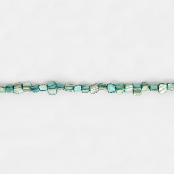 MOTHER OF PEARL BEADS - CHIPS - MODEL 01 - 8x8mm TURQUOISE 52 - STRING (48pcs.)  Hole-0.8mm