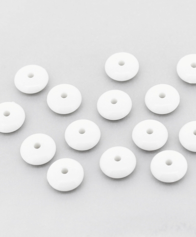 OPAQUE PLASTIC BEADS - WASHER - 3.8x10mm WHITE С01 - PACKAGE 500g Hole-1.8mm (2100pcs.)