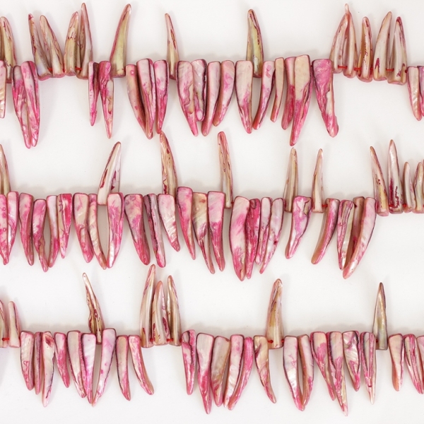 MOTHER OF PEARL BEADS - SPIKES - 30x7mm CYCLAMEN 80 - PACKAGE (5x58pcs.)  Hole-1.0mm