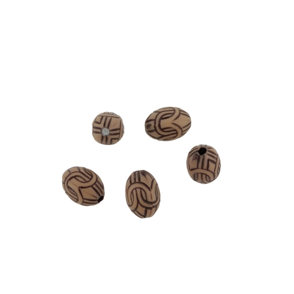 IMITATION WOOD BEADS - OVAL KNOT 01 - 10x8mm BROWN AND BROWN (DARK) - 50g Hole-1.9mm (144pcs.)