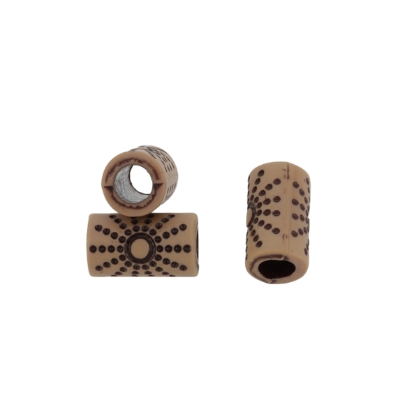 IMITATION WOOD BEADS - CYLINDER RELIEF SUN - 17x10mm BROWN AND BROWN (DARK) - 50g Hole-6.0mm (52pcs.)