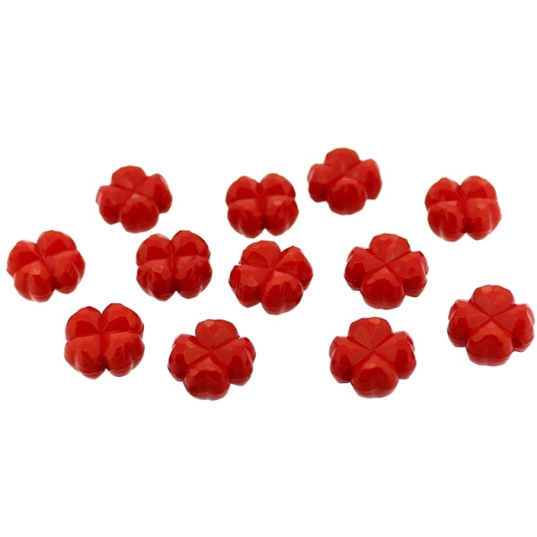 OPAQUE PLASTIC BEADS - CLOVER - 11x6mm RED С07 - 50g Hole-1.8mm (103pcs.)