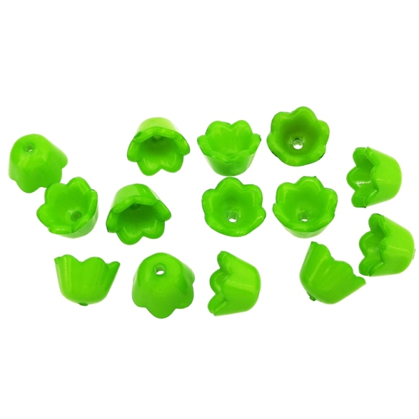 OPAQUE PLASTIC BEADS - TULIP - 6.6x10mm GREEN С23 - 50g Hole-1.5mm (200pcs.)