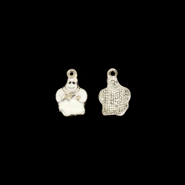 METAL BEADS WITH ENAMEL - PENDANT - SNOWMAN 04 - 10x15x2mm GOLD AND ECRU - PACKAGE 50pcs. Hole-1.3mm