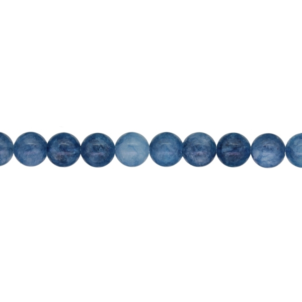 NATURAL STONE BEADS - AQUAMARINE DARK BLUE - 8mm - STRING (48pcs.) Hole-1.0mm