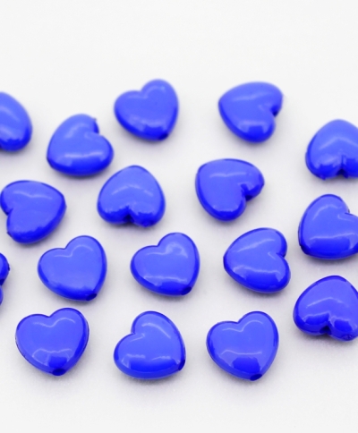 OPAQUE PLASTIC BEADS - HEART 01 - 10x10.5x6mm BLUE С33 - PACKAGE 500g Hole-1.8mm (1250pcs.)