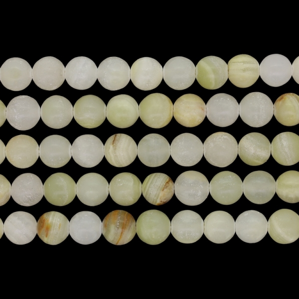 NATURAL STONE BEADS - JADE AFGHANISTAN ECRU - 8mm - PACKAGE (5x48pcs.) Hole-1.0mm