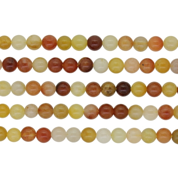 NATURAL STONE BEADS - JADE SILK GOLD - 6mm - PACKAGE (5x64pcs.) Hole-1.0mm