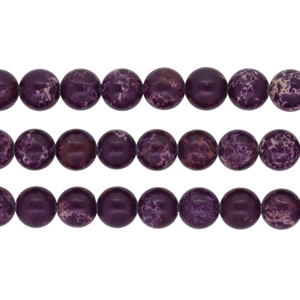 NATURAL STONE BEADS - JASPER IMPERIAL PURPLE (DARK) - 10mm - PACKAGE (3x38pcs.) Hole-1.0mm