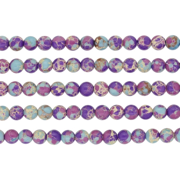 NATURAL STONE BEADS - JASPER IMPERIAL PURPLE-BLUE - 6mm - PACKAGE (5x64pcs.) Hole-1.0mm