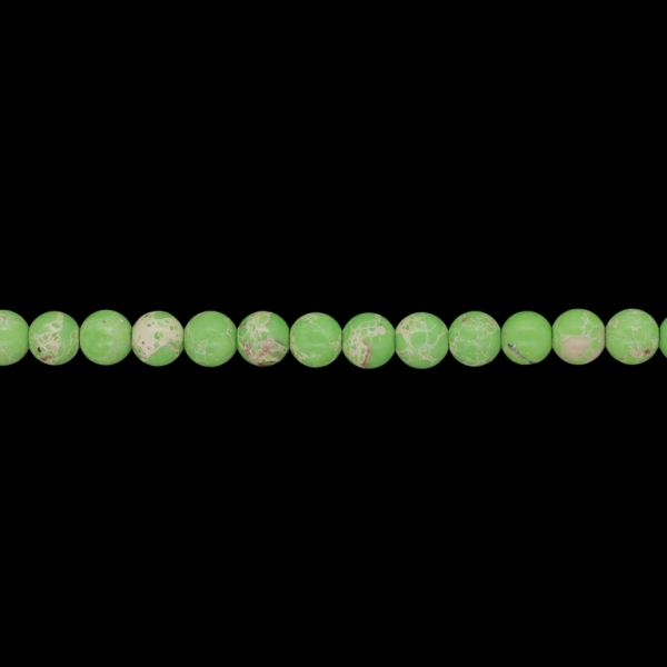 NATURAL STONE BEADS - JASPER IMPERIAL FRUIT GREEN - 6mm - STRING (64pcs.) Hole-1.0mm