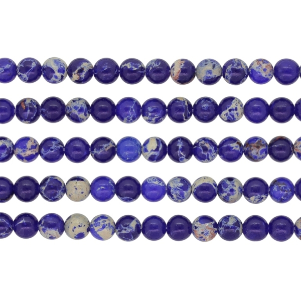 NATURAL STONE BEADS - JASPER IMPERIAL DARK BLUE - 6mm - PACKAGE (5x64pcs.) Hole-1.0mm