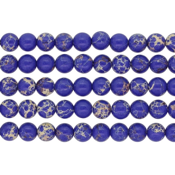 NATURAL STONE BEADS - JASPER IMPERIAL DARK BLUE - 8mm - PACKAGE (5x48pcs.) Hole-1.0mm