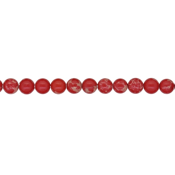 NATURAL STONE BEADS - JASPER IMPERIAL RED - 6mm - STRING (64pcs.) Hole-1.0mm