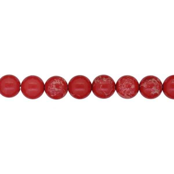 NATURAL STONE BEADS - JASPER IMPERIAL RED - 10mm - STRING (38pcs.) Hole-1.0mm