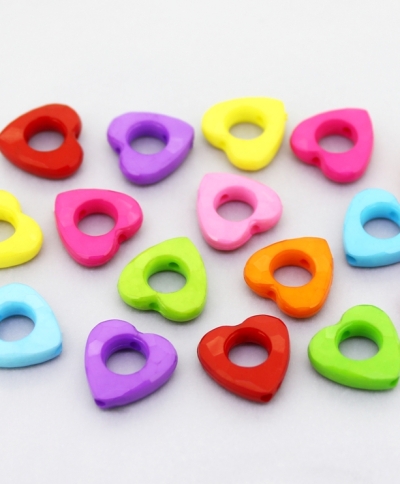 OPAQUE PLASTIC BEADS - HEART 03 FACETED - INNER HOLE 6.5mm - 14x4mm MIX - 50g Hole-1.8mm (110pcs.)