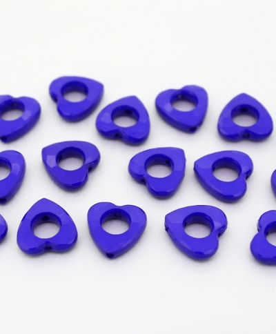 OPAQUE PLASTIC BEADS - HEART 03 FACETED - INNER HOLE 6.5mm - 14x4mm BLUE С33 - PACKAGE 500g Hole-1.8mm (1100pcs.)