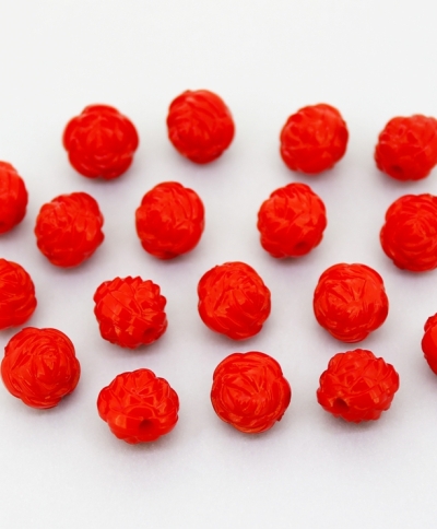 OPAQUE PLASTIC BEADS - BALL ROSE - 11mm RED С07 - PACKAGE 500g Hole-2.2mm (850pcs.)