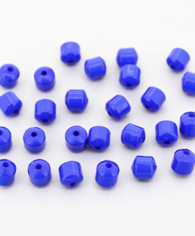 OPAQUE PLASTIC BEADS - CYLINDER 02 - 6x6mm BLUE С33 - PACKAGE 500g Hole-1.5mm (2850pcs.)