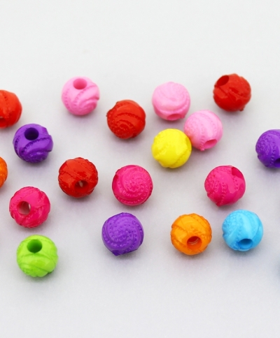 OPAQUE PLASTIC BEADS - BALL SPIRAL - 8mm MIX - PACKAGE 500g Hole-2.8mm (1950pcs.)