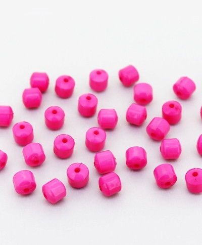 OPAQUE PLASTIC BEADS - CYLINDER 02 - 6x6mm CYCLAMEN PINK (LIGHT) С04 - PACKAGE 500g Hole-1.5mm (2850pcs.)