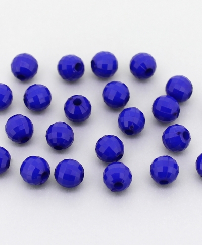 OPAQUE PLASTIC BEADS - BALL FACETED - 6mm BLUE С33 - PACKAGE 500g Hole-1.8mm (4500pcs.)