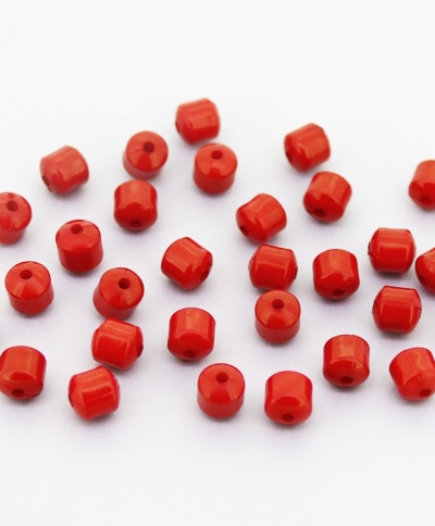 OPAQUE PLASTIC BEADS - CYLINDER 02 - 6x6mm RED С07 - PACKAGE 500g Hole-1.5mm (2850pcs.)